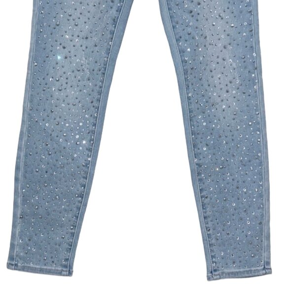 NWT Bebe Shooting Star Skinny Jeans 29 Crystal Rhinestone Light Wash Y2K Glam - Picture 6 of 15